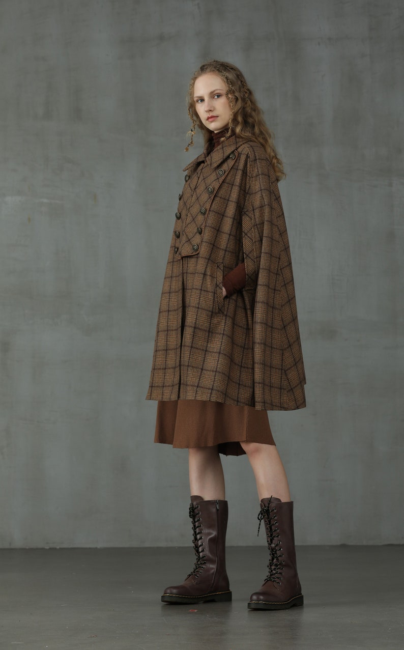 Double Breasted Wool Cloak Tartan Wool Cloak Cape Wool Coat - Etsy