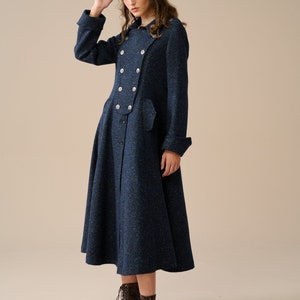 Double-breasted plum wool coat main image 1