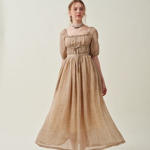 Maxi linen dress in wheat, ruffle dress, layered dress, princess dress, summer dress, elegant dress, wedding dress Linennaive image 9