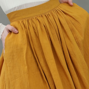 ashed lilac midi linen skirt, a line skirt, pleated flared skirt, 1950 skirt Linennaive image 6