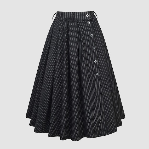 Plus size black button front skirt hot sale
