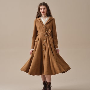 Asymmetrical belted maxi wool coat hot sale