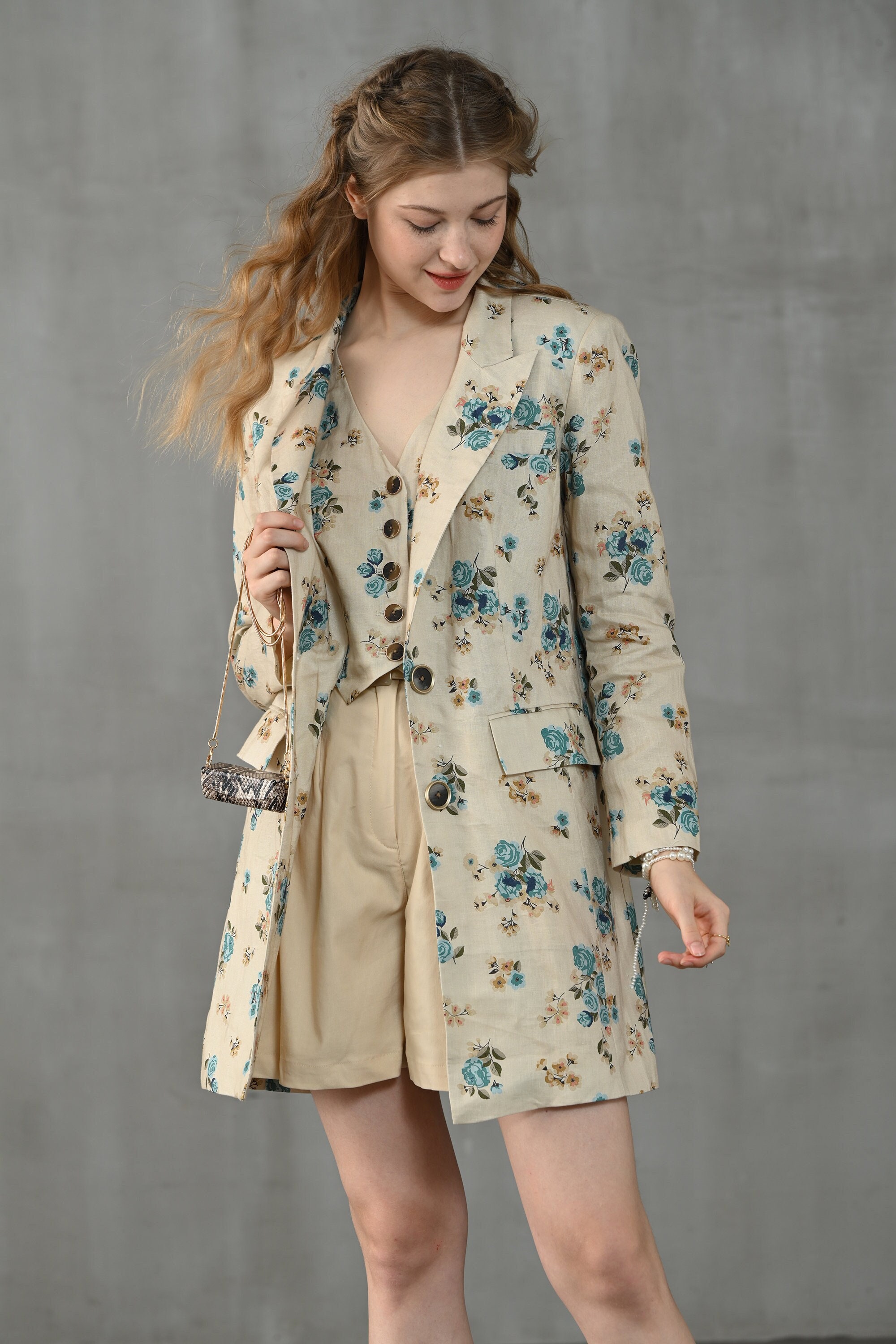 Floral print overcoat deals