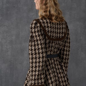 Maxi Wool Coat, Houndstooth Vintage Wool Coat, Single Breasted Wool Coat, Wool Winter Coat ...