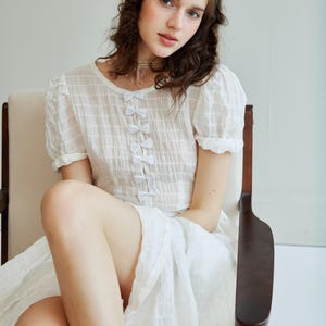 Linen Wedding Dress, White Dress, Romantic Princess Dress, Summer Vacation Linen Dress, Garden Party Dress, Cottagecore Dress | Linennaive