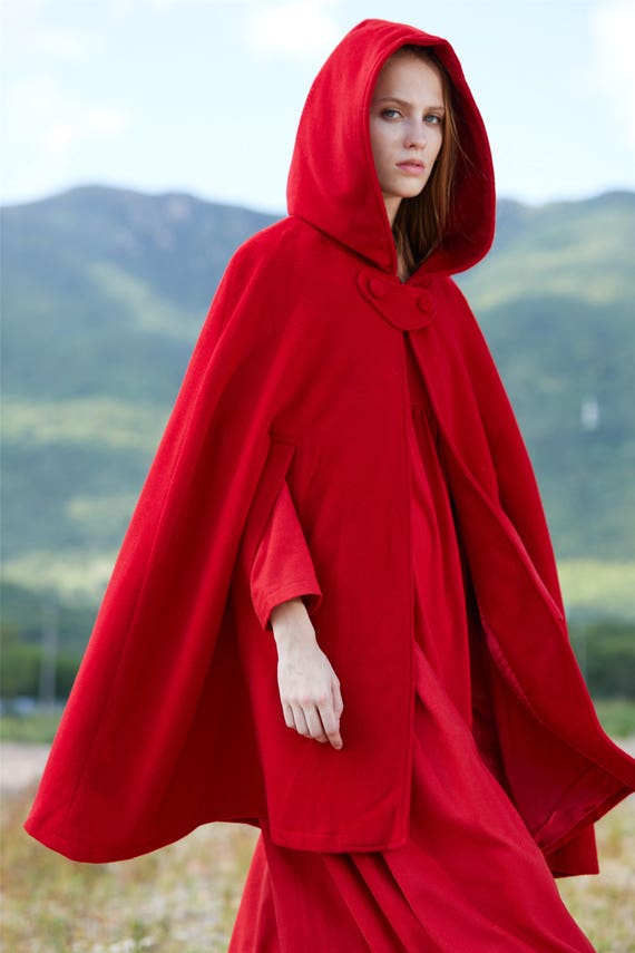Blauwe wollen cape oversized hooded cape hooded cape - Etsy