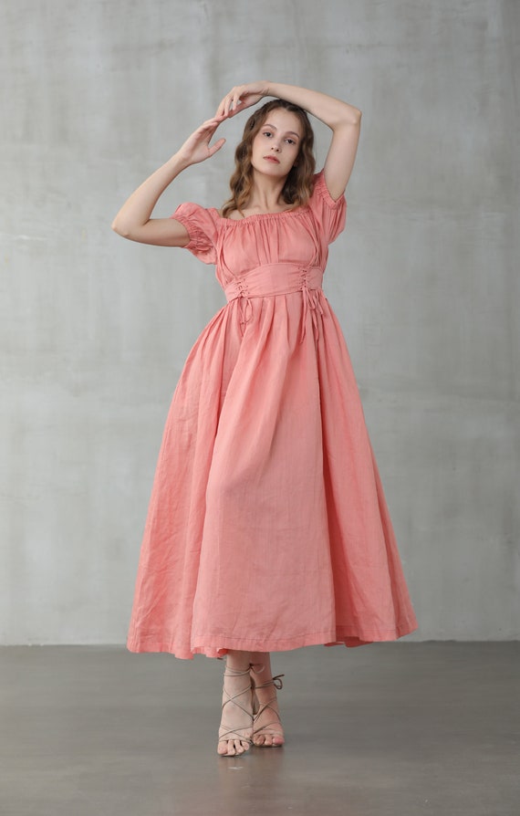 Corsett Off Shoulder Leinen Kleid Maxi Leinen Kleid Hochzeit - Etsy  Österreich