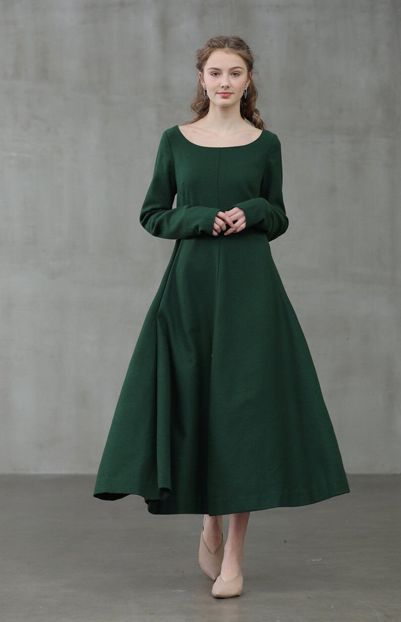Emerald Wool Dress Green Winter Dress Cocktail Dress - Etsy