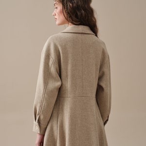 maxi wool coat in oat cream, women coat, double breasted coat, winter coat, retro coat, warm coat Linennaive image 8