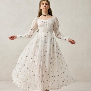 Floral Romantic linen dress, Regency corset dress, Bridgerton Ball gown, Victorian valentines dress, Elegant tea party gown | Linennaive