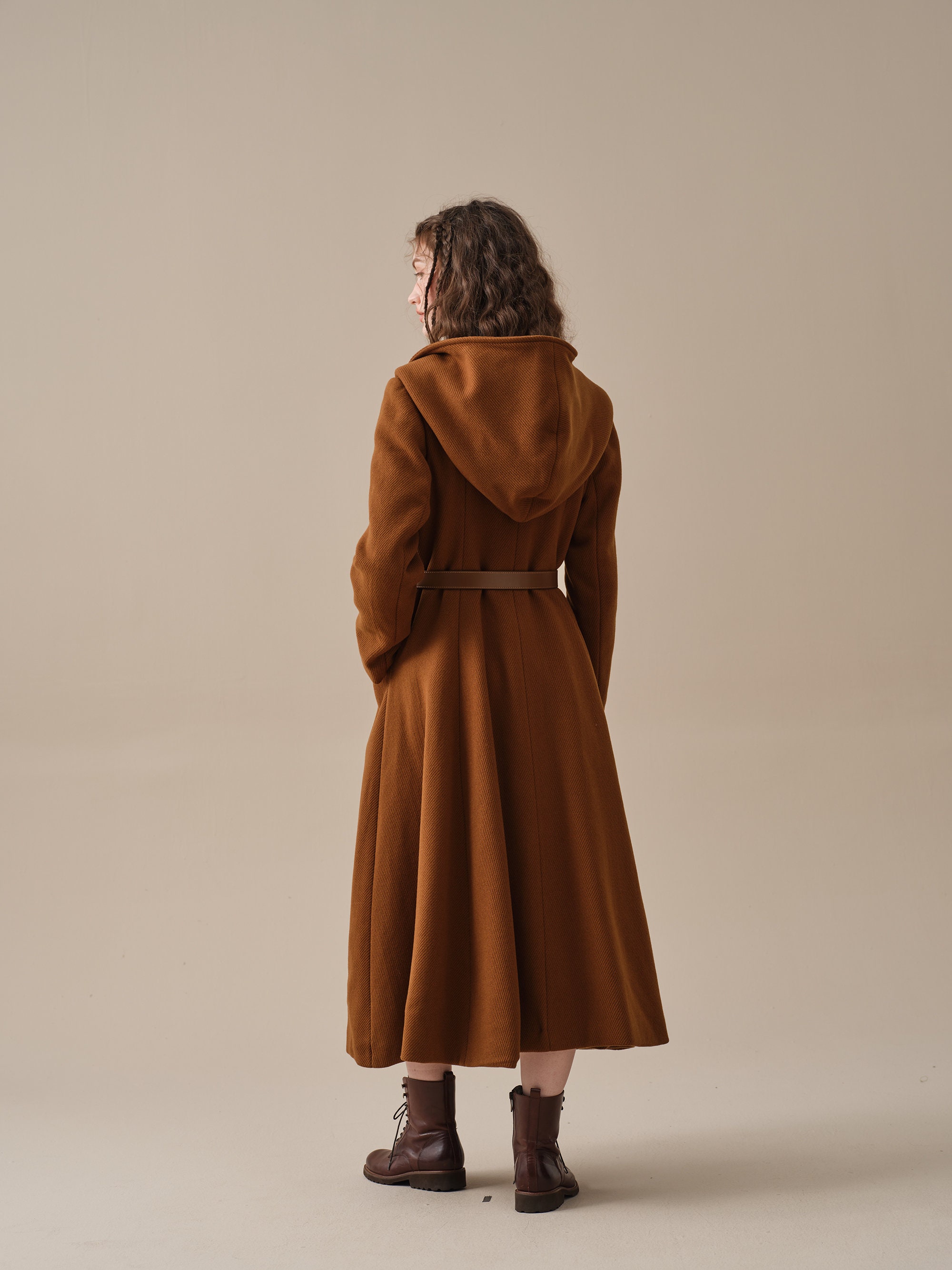 MONOCHROME geometric-print hooded down coat - Brown