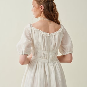 Maxi linen dress in white, wedding dress, ruffle dress, bridal dress, layered dress, princess dress, summer dress Linennaive zdjęcie 6