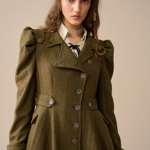 Belted wool coat, trench coat, vintage wool coat, Elegant Midi Coat, Princess Coat, Plus Size Coat, Autumn Winter Outwear | Linennaive