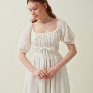 Maxi linen dress in white, wedding dress, ruffle dress, bridal dress, layered dress, princess dress, summer dress Linennaive zdjęcie 4