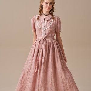 Classic – Long Sleeve Peter Pan Collar Linen Dress