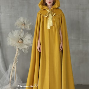 Hooded Cloak in Yellow Maxi Wool Cloak Cape Wool Cape - Etsy