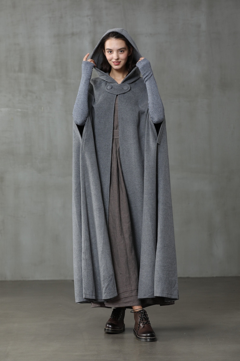 Linennaive Cloak Maxi Hooded Wool Coat Cloak Maxi Hooded Etsy Canada