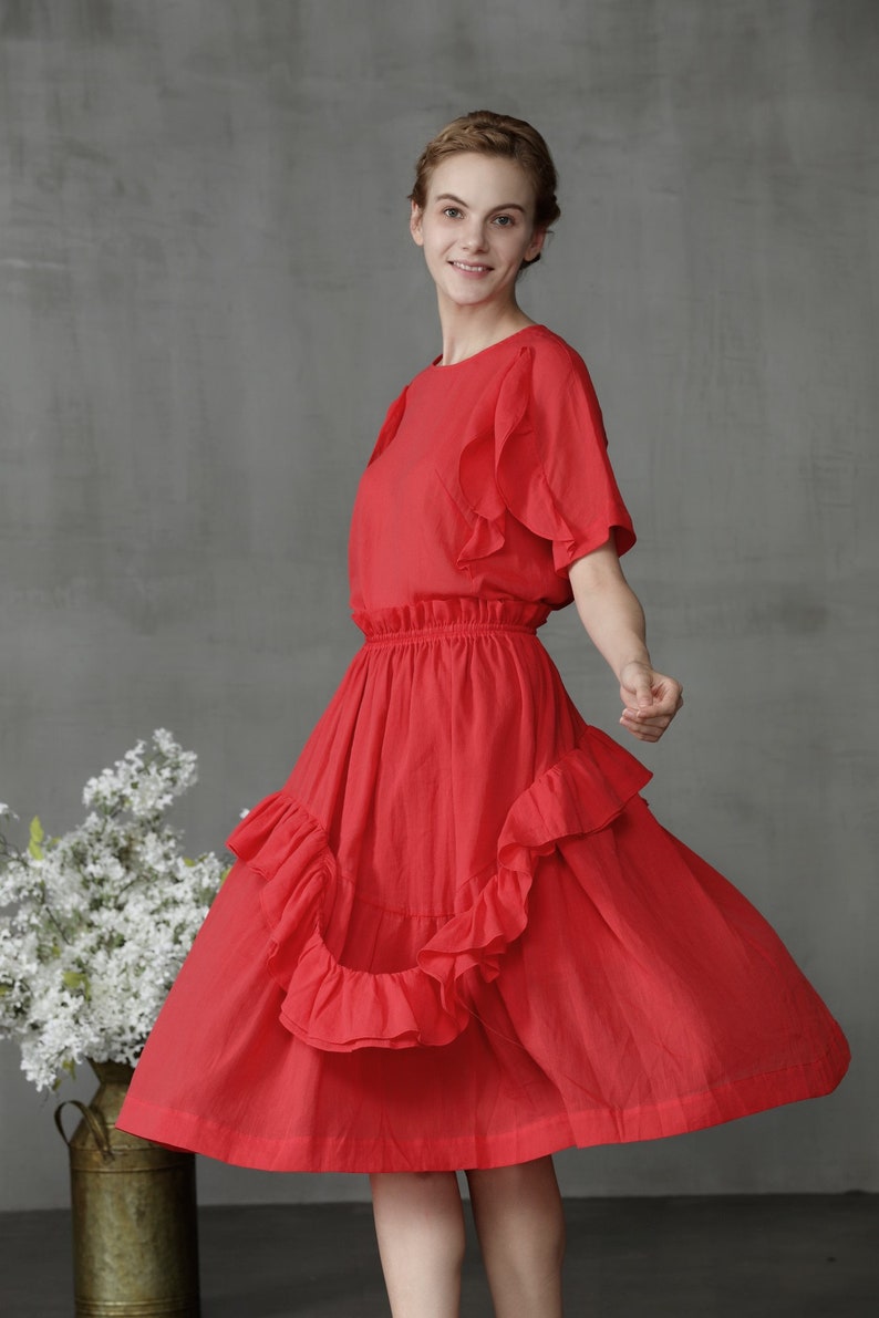 Skirt Ruffle Skirt Midi Skirt Blue Skirt Flared Skirt Etsy