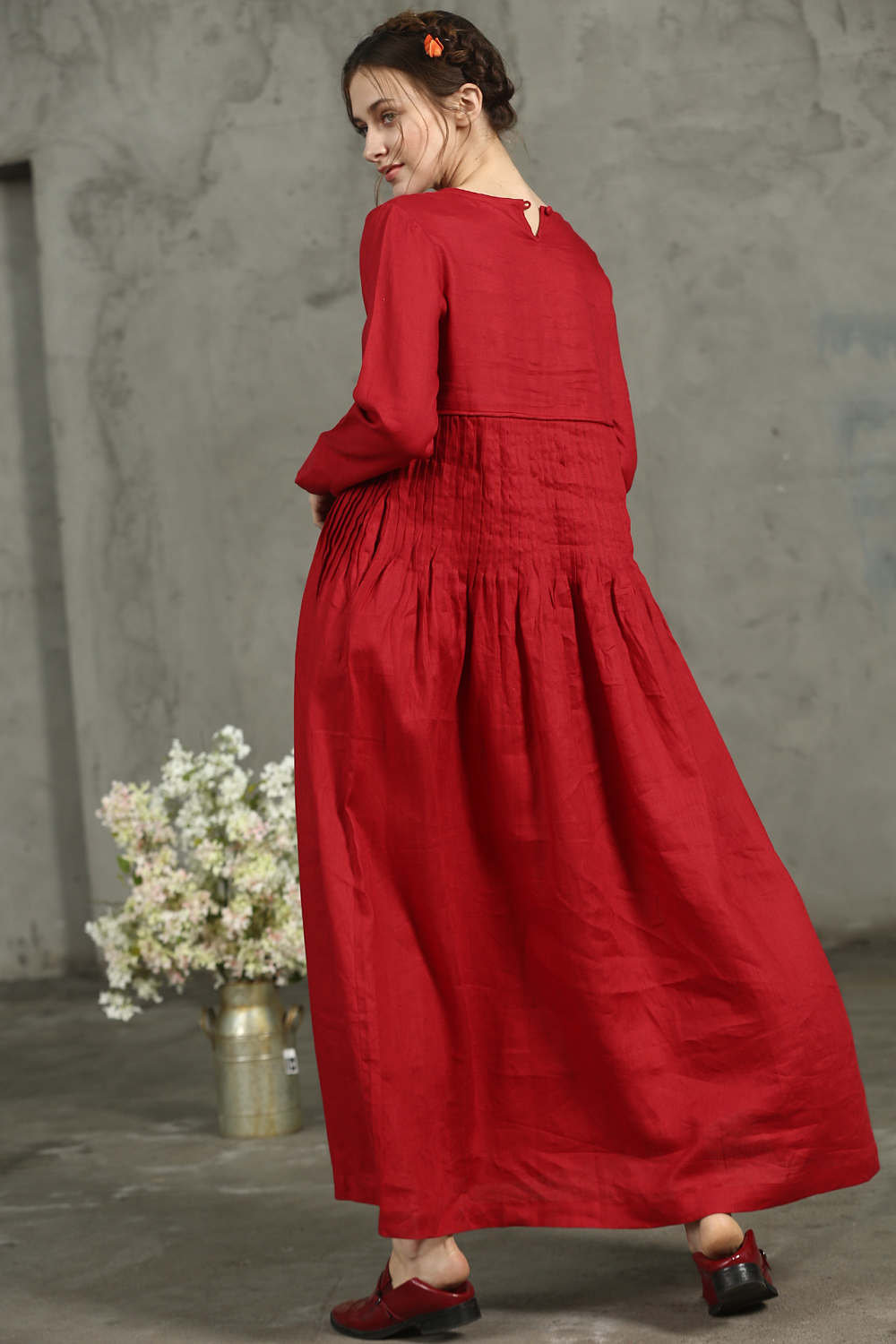 robe longue de lin rose robe robe large robe de lin du choc Etsy