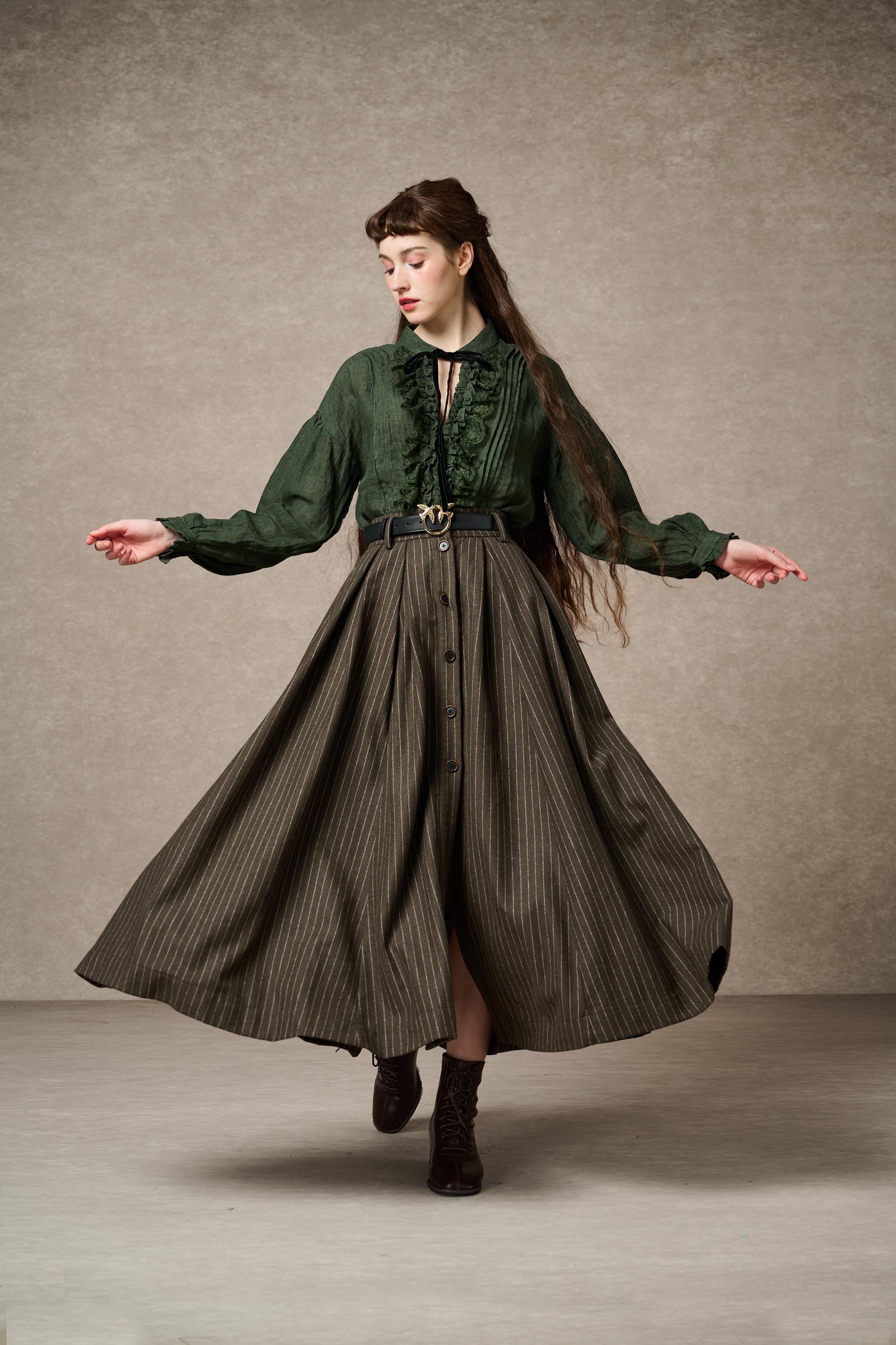 Pleated Khaki Skirt Australia