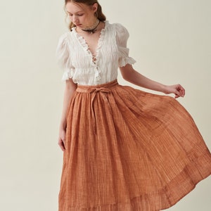 Maxi linen skirt in Cinnamon, girdle linen skirt, summer skirt, flared skirt, A line skirt, pockets skirt Linennaive image 3