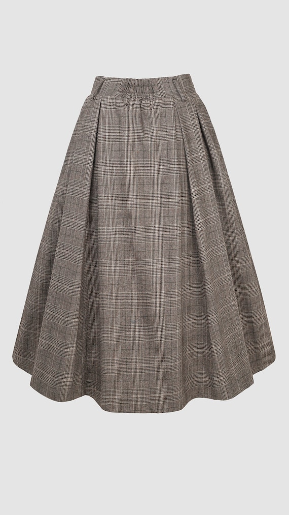 Midi Wool Plaid Circle Skirt For Women 4723 Midi Wool Plaid Circle Skirt For Women 4723