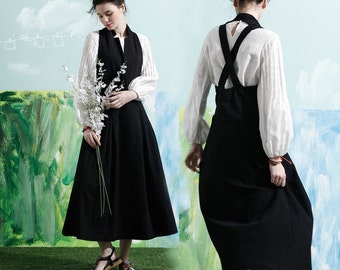 Maxi Linen Dress In Black, Linen Halter Dress, Long Linen Dress, Maxi Sundress, Little Black Dress, Linen Dress, Linen Overall, Black Dress