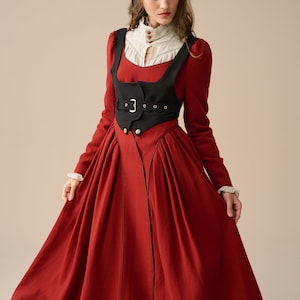 Wool dress for women, Red wool dress, Autumn winter dress, Warm wool dress, Long Sleeve wool dress, wool casual dress | Linennaive