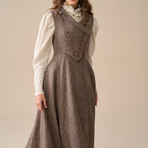 Vintage wool dress in grey, midi wool dress, women&#39;s wool dress, Autumn winter warm dress, sleeveless wool dress | Linennaive