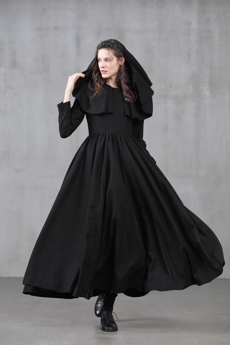 wool dress coat hooded coat ruffle coat wool coat violet image 5