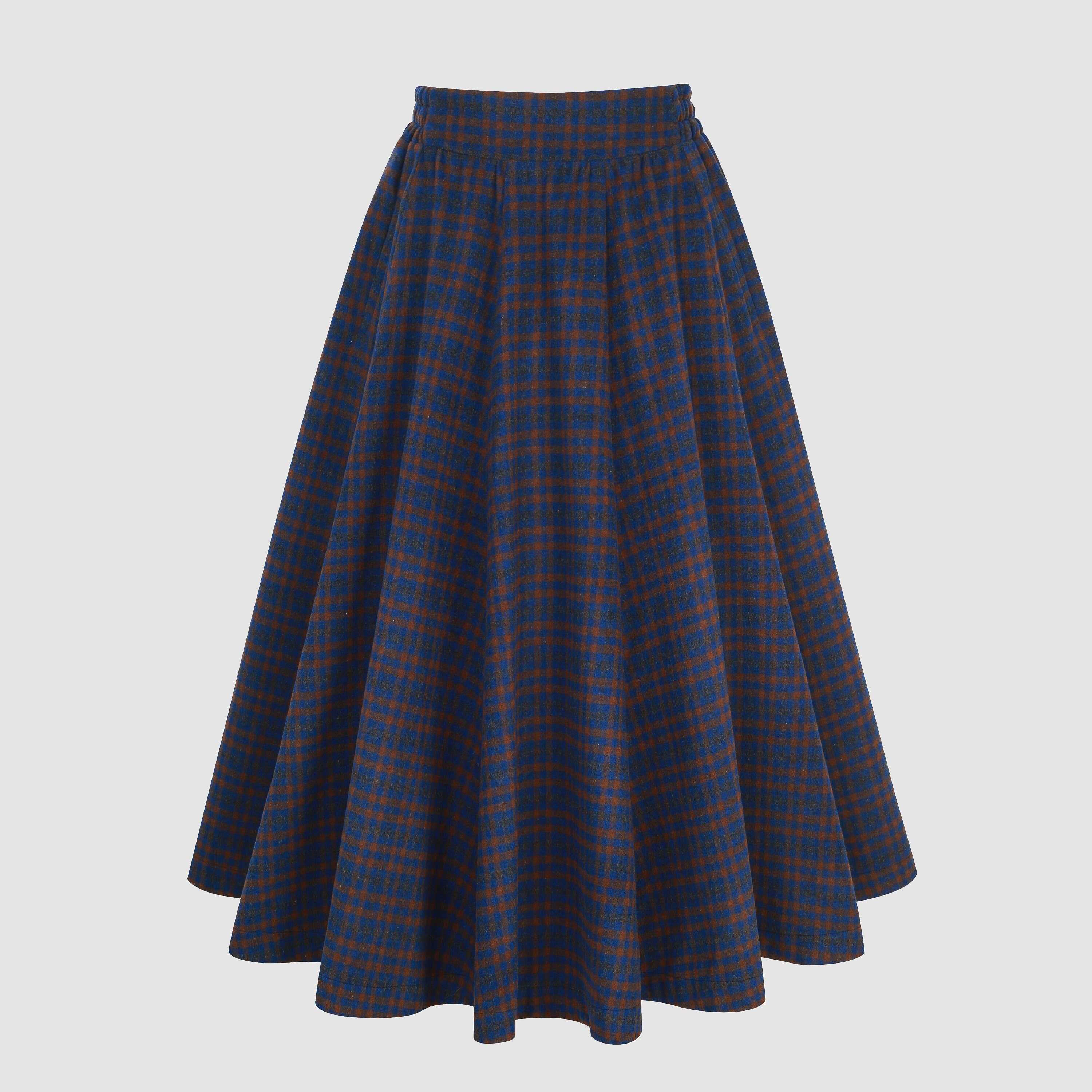 Tartan Wool Skirt in Blue Midi Wool Skirt Vintage Wool Plaid picture