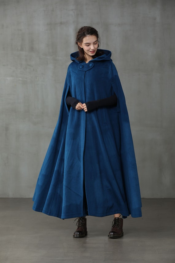 Maxi Hooded Wool Coat Cloak 100% Wool Maxi Wool Cape Hooded -  UK