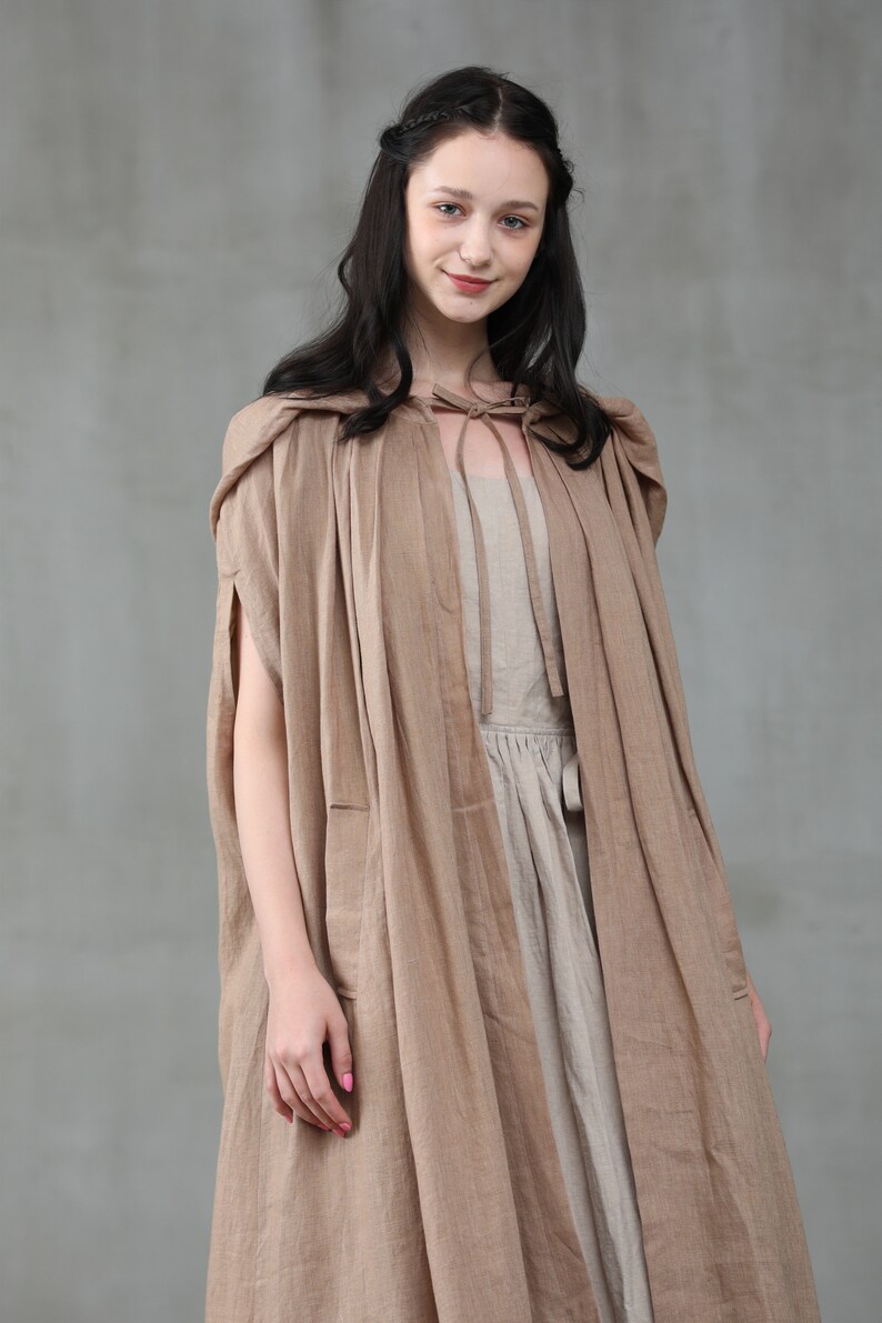 Linennaive maxi linen cloak cape hooded cloak bridal cloak wedding cloak linen cloak cape maxi cloak