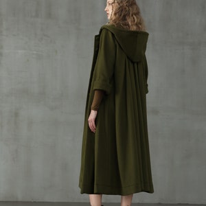 Hooded Wool Coat Jacket in Moss Green Retro Hooded Wool Coat - Etsy