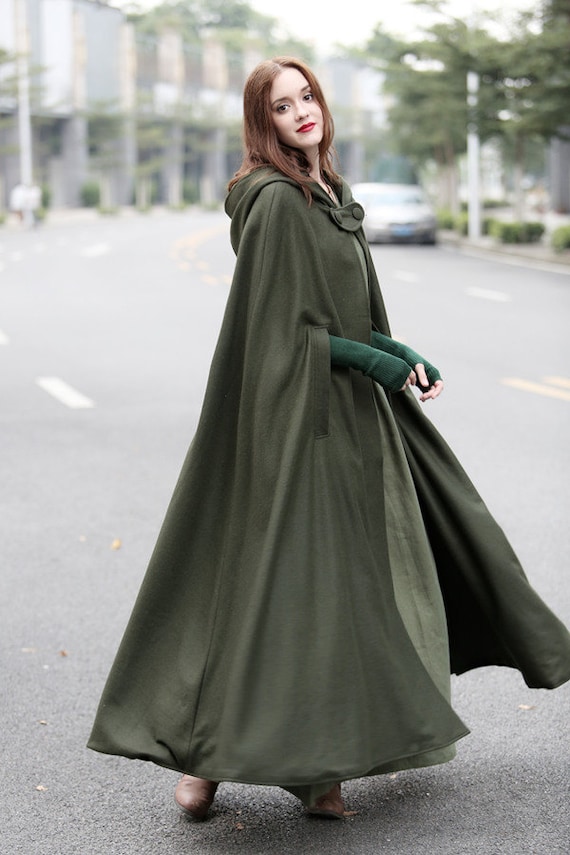 hooded cape coat