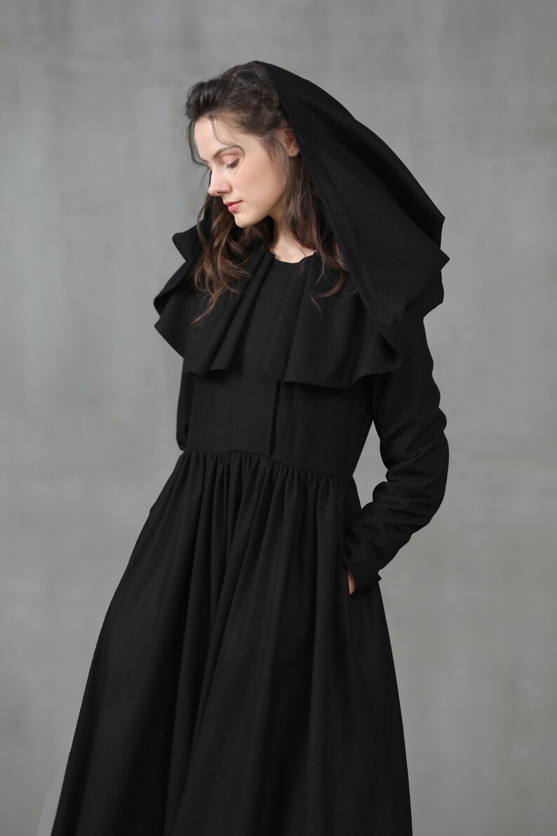 wool dress coat hooded coat ruffle coat wool coat violet image 6