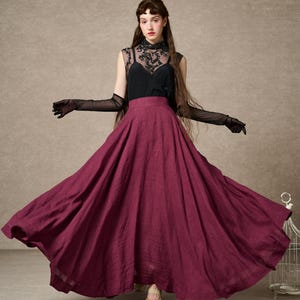 Linen skirt with pockets, Linen maxi skirt in Plum purple, Vintage linen skirt, Flared skirt, Premium linen skirt for women | Linennaive