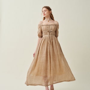 Maxi linen dress in wheat, ruffle dress, layered dress, princess dress, summer dress, elegant dress, wedding dress Linennaive image 1