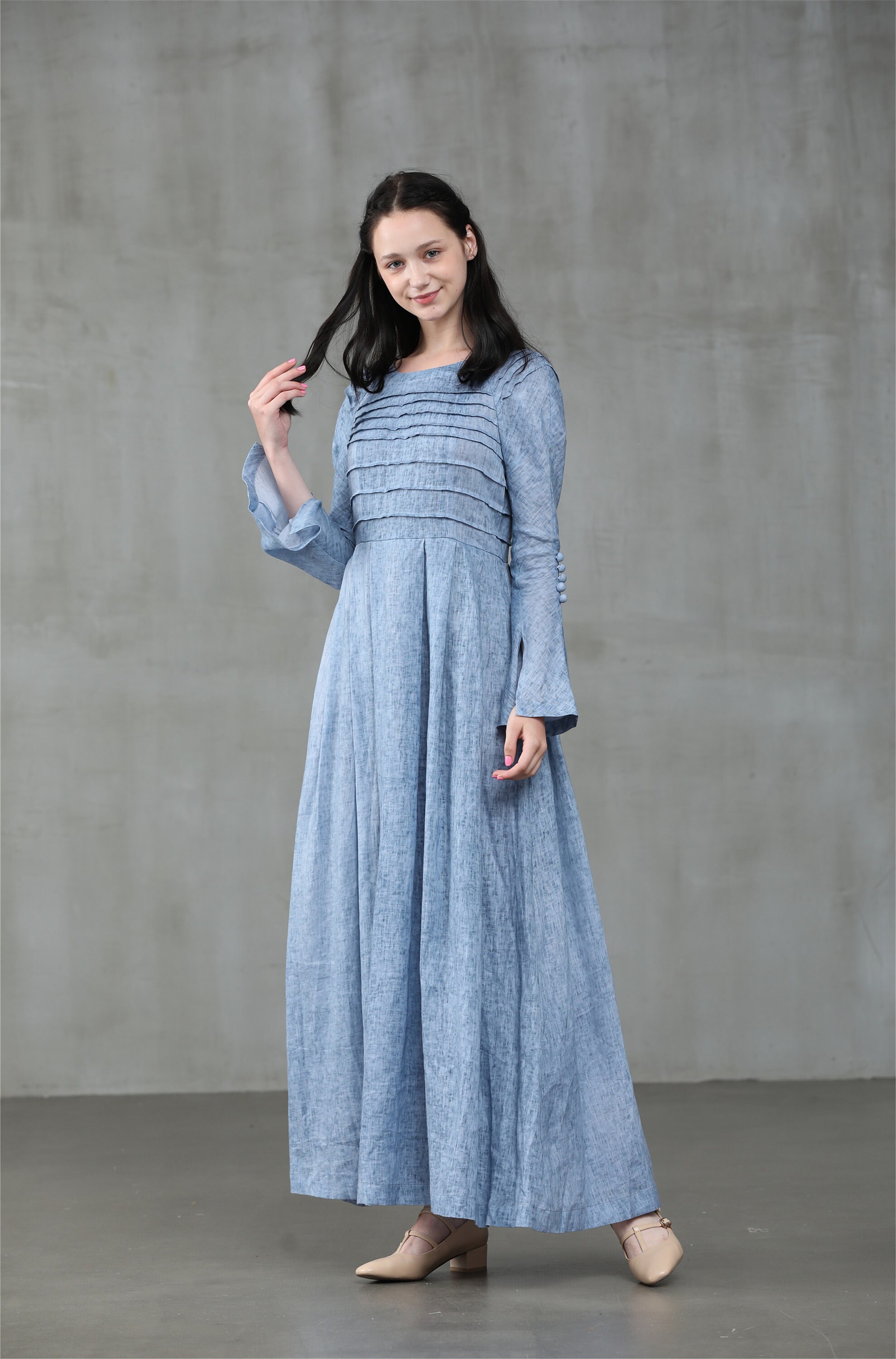 Maxi linen dress longsleeve linen dress wedding dress retro Etsy