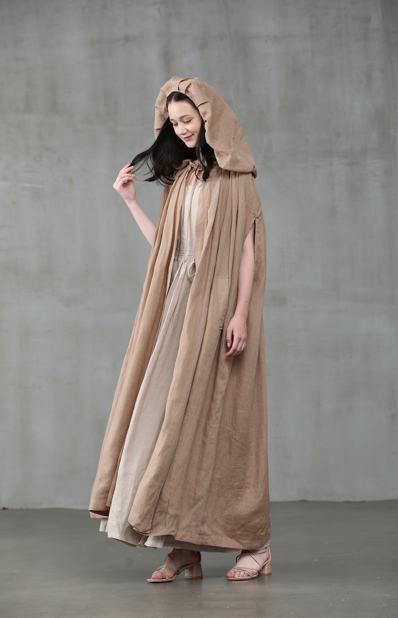 Linennaive maxi linen cloak cape hooded cloak bridal cloak wedding cloak linen cloak cape maxi cloak
