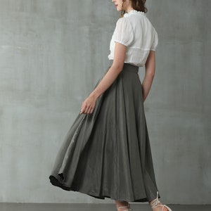 maxi linen skirt in SlateGray, wedding skirt, bridal skirt, full skirt, long skirt, flared skirt, skater skirt Linennaive image 9