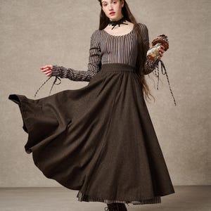 ウール混紡千鳥格子スカート プリーツスカート ウールスカート S