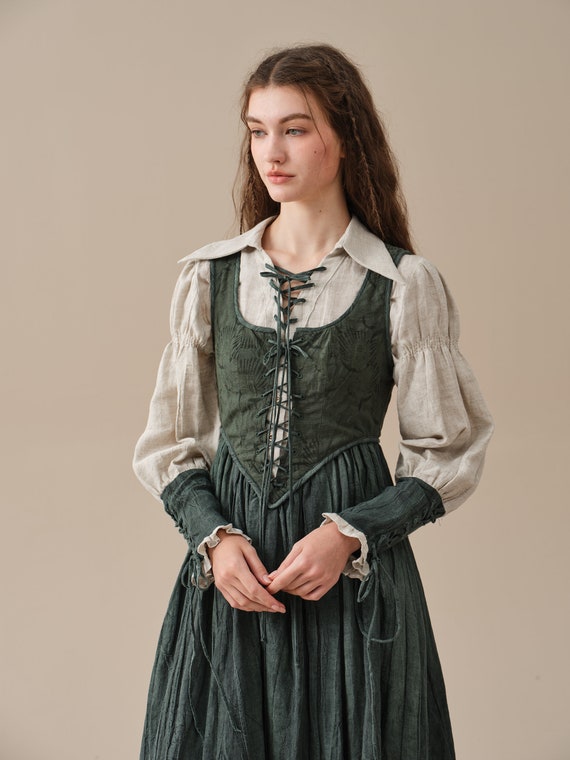 Lace-up Linen Shirt, Vintage Shirt, Victorian Shirt