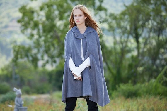 Gray Wool Coat, Wool Coat, Wool Cloak in Gray, Wool Cape