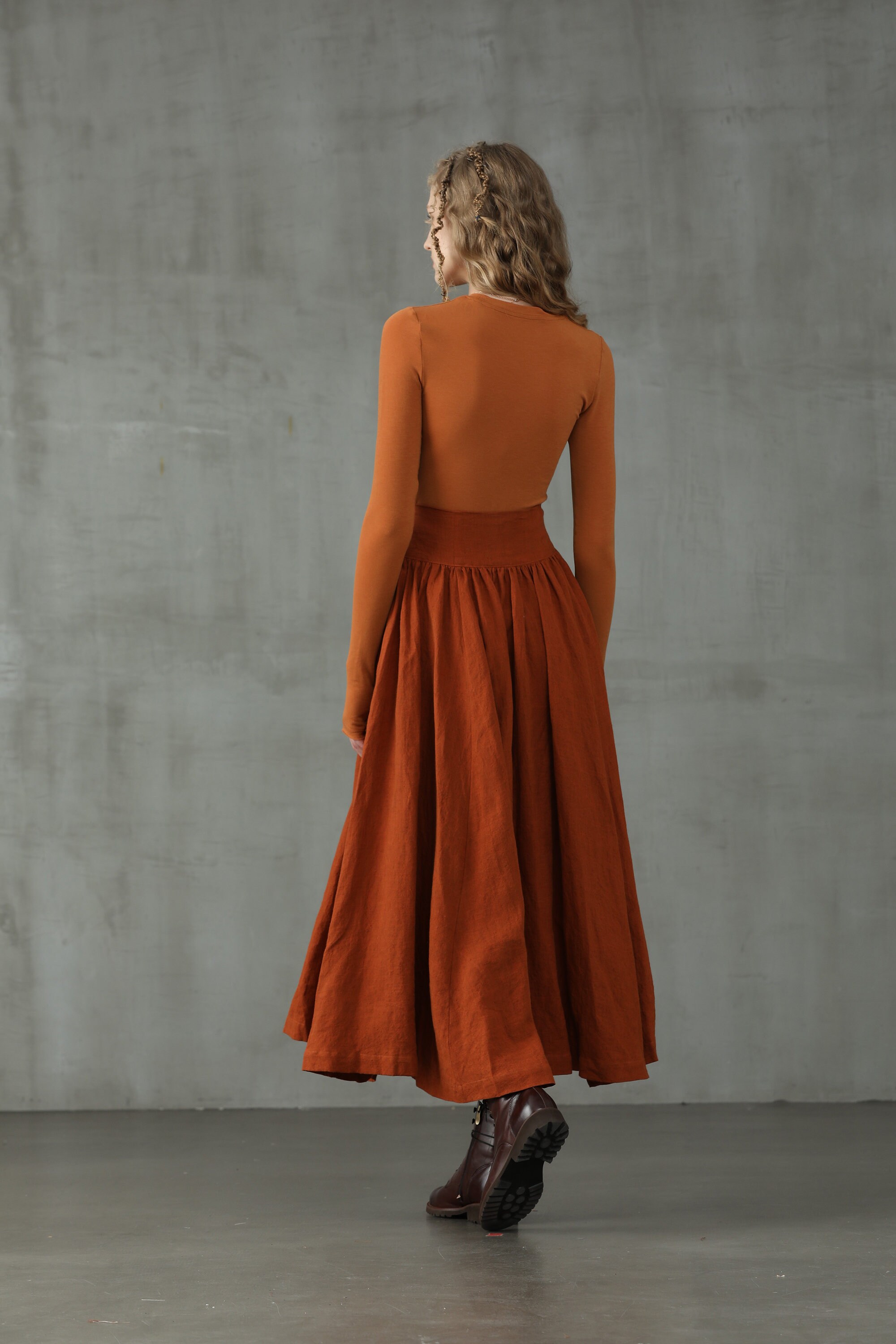 argue◆french linen flare long skirt ARGUE ☆ Argue ☆ Linen Long Flare Skirt