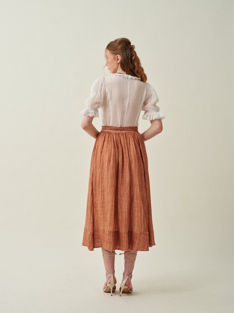 Maxi linen skirt in Cinnamon, girdle linen skirt, summer skirt, flared skirt, A line skirt, pockets skirt Linennaive image 7