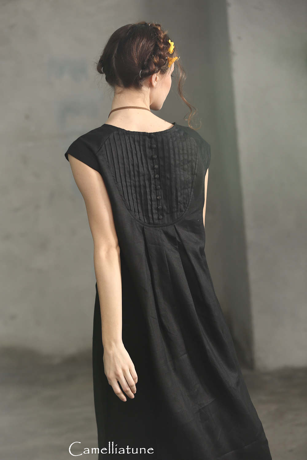 Linen dress Black Linen Dress Black Maxi Dress Long Dress | Etsy