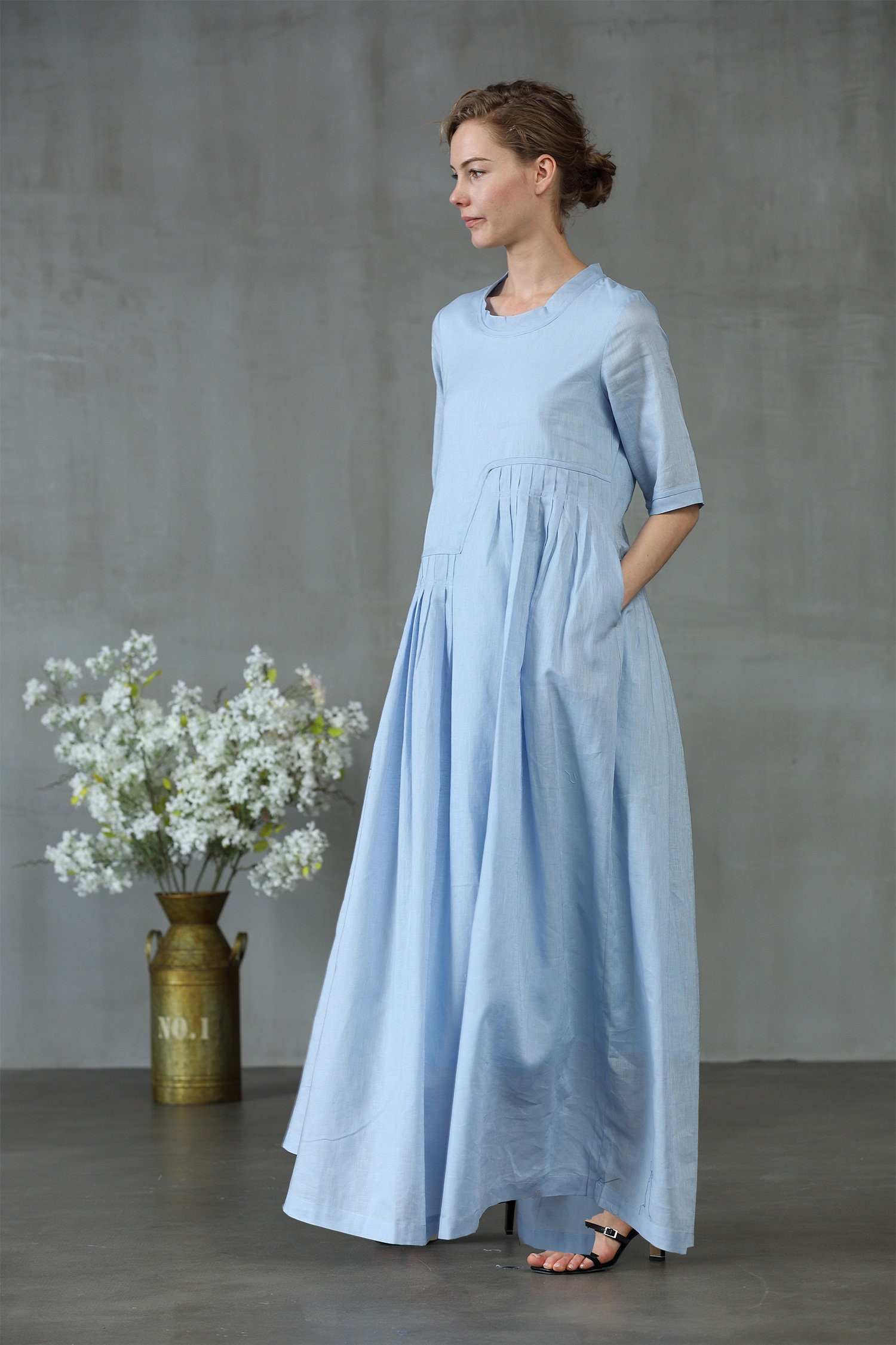 Robe longue de lin blanc robe. Une robe en lin blanc Etsy