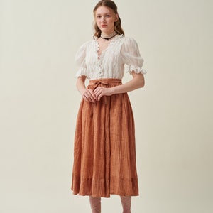 Maxi linen skirt in Cinnamon, girdle linen skirt, summer skirt, flared skirt, A line skirt, pockets skirt Linennaive image 10