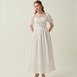 Maxi linen dress in white, wedding dress, ruffle dress, bridal dress, layered dress, princess dress, summer dress Linennaive zdjęcie 10